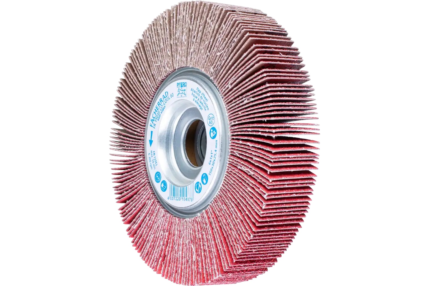 Picture of Pferd Unmounted Flap Wheel, 6" X 1, 1" Arbor, 60 Grit, Ceramic Oxide Co-Cool